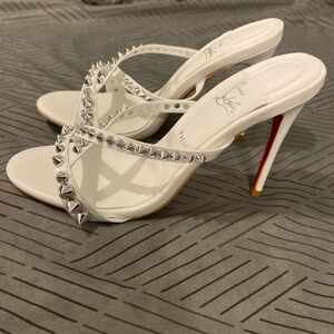 Christian Louboutin White Heels with Silver Studs